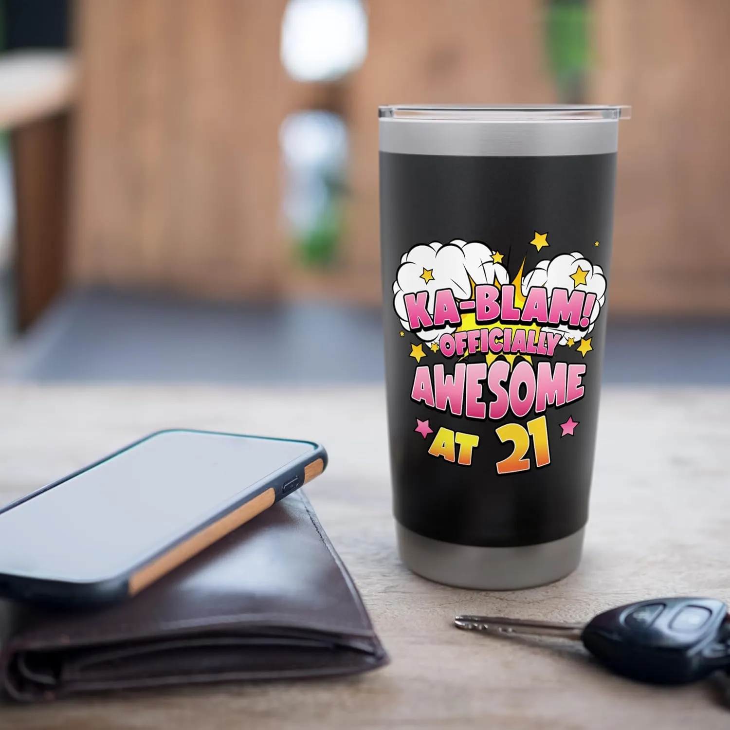 Ka-Blam 21 Year Old Women 21st Birthday Comic Themed Party Stainless Steel Insulated Tumbler