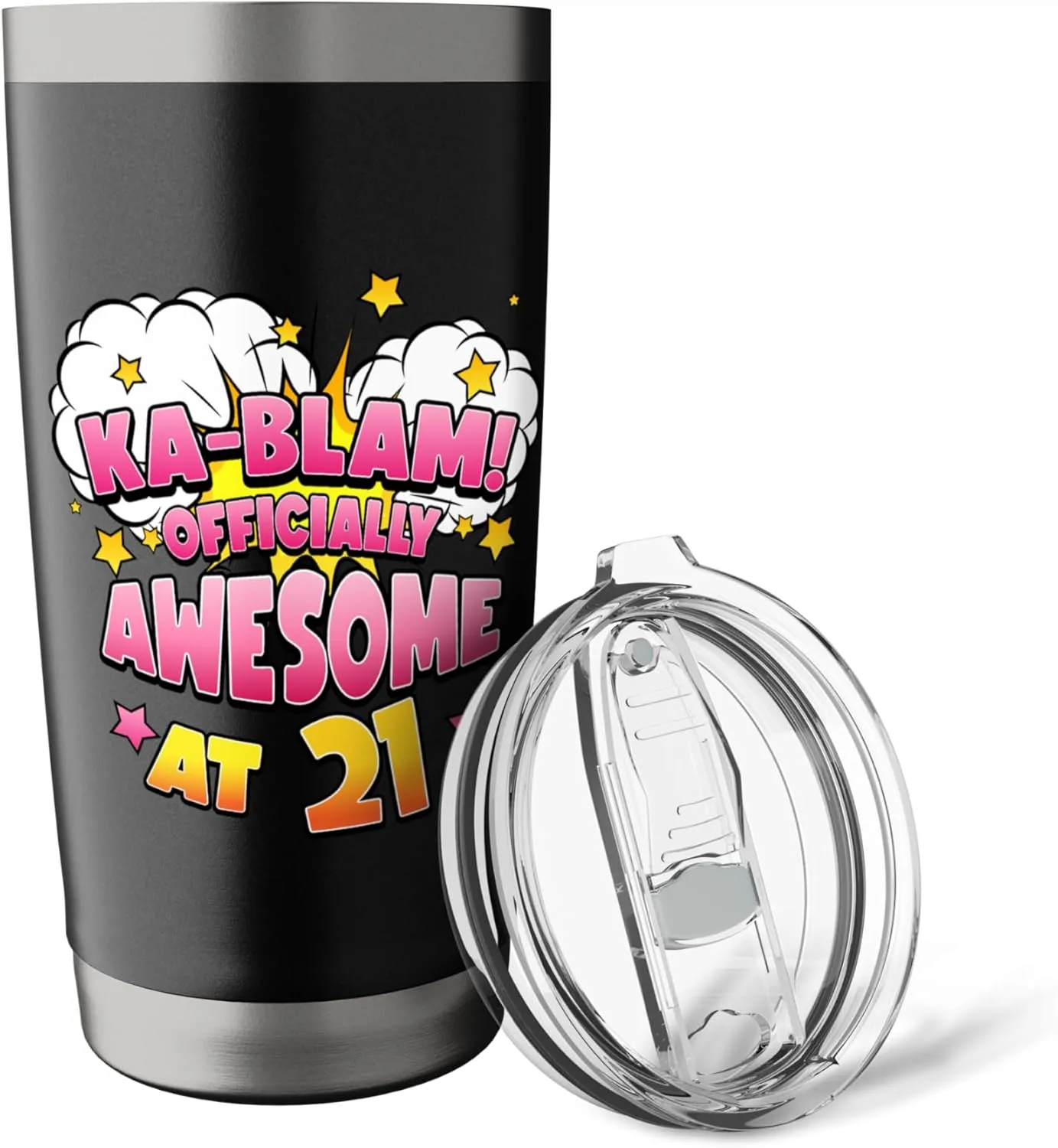 Ka-Blam 21 Year Old Women 21st Birthday Comic Themed Party Stainless Steel Insulated Tumbler