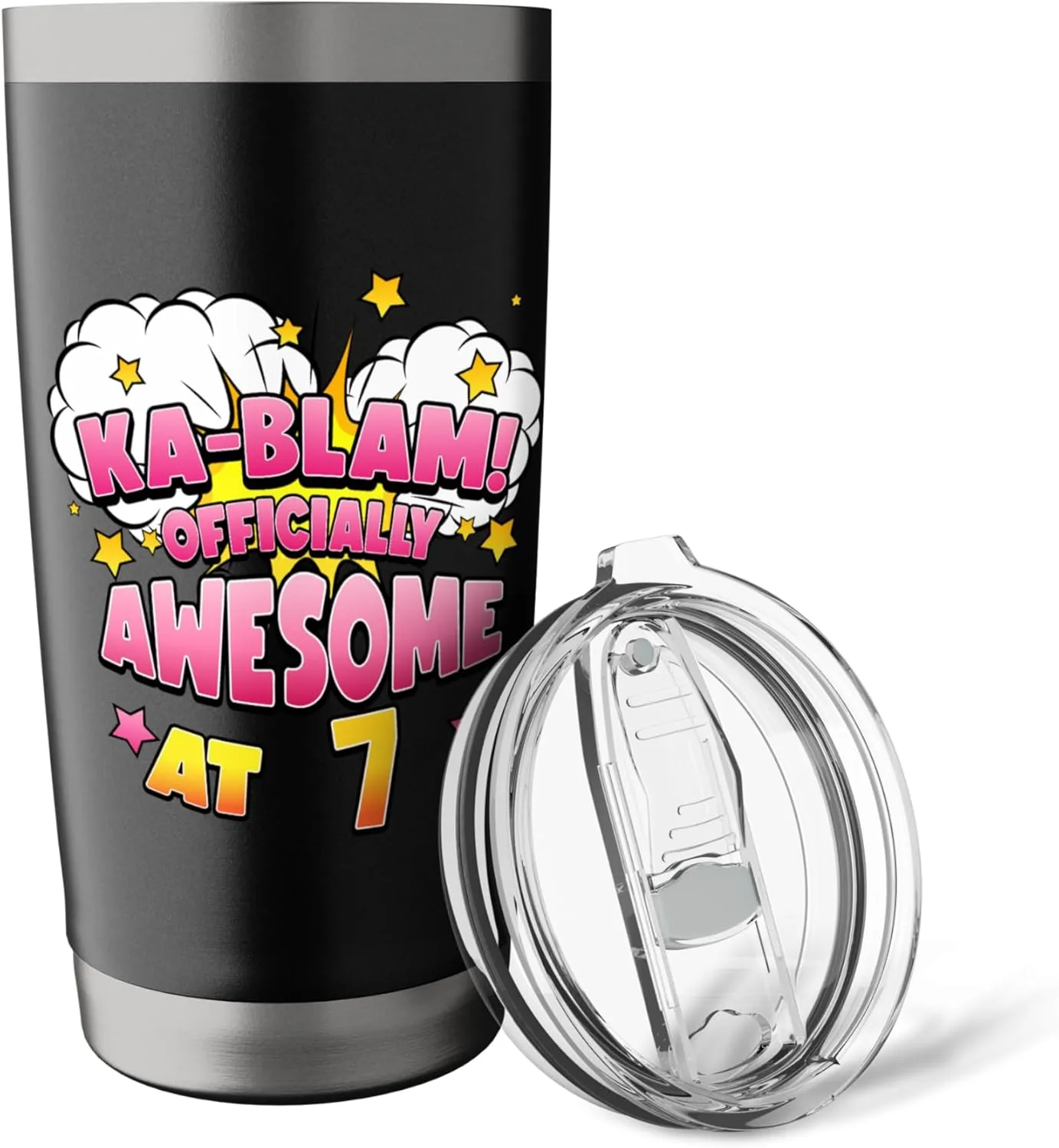 Ka-Blam 7 Year Old Girls 7th Birthday Comic Themed Party Stainless Steel Insulated Tumbler
