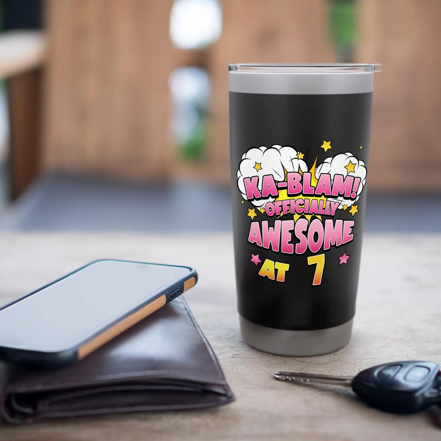 Ka-Blam 7 Year Old Girls 7th Birthday Comic Themed Party Stainless Steel Insulated Tumbler