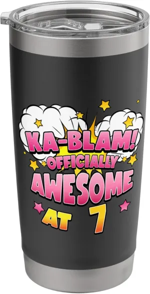 Ka-Blam 7 Year Old Girls 7th Birthday Comic Themed Party Stainless Steel Insulated Tumbler