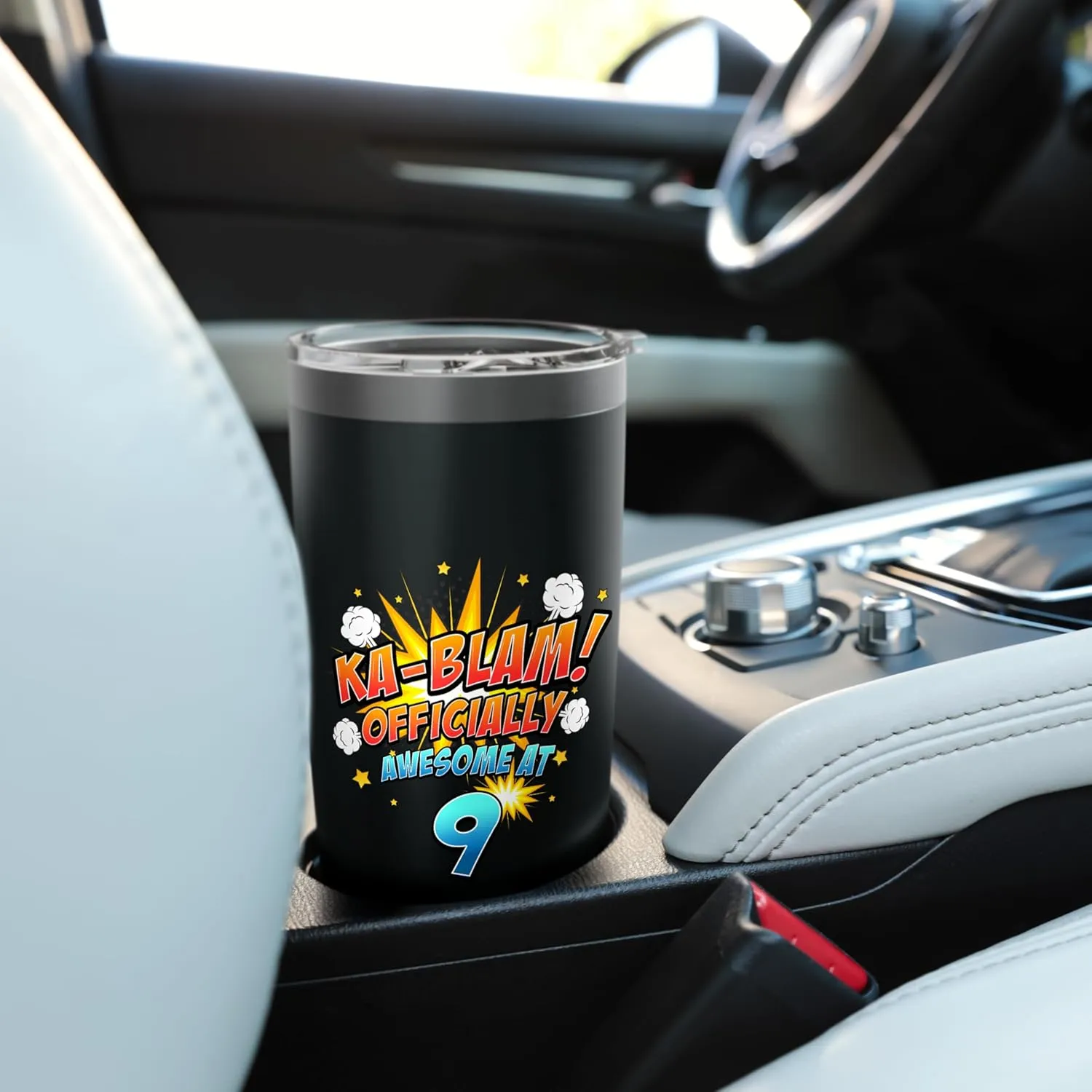 Ka-Blam 9 Year Old Boys 9th Birthday Comic Book Super Hero Stainless Steel Insulated Tumbler
