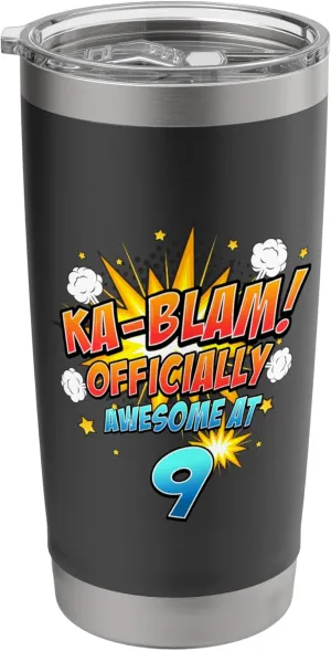 Ka-Blam 9 Year Old Boys 9th Birthday Comic Book Super Hero Stainless Steel Insulated Tumbler