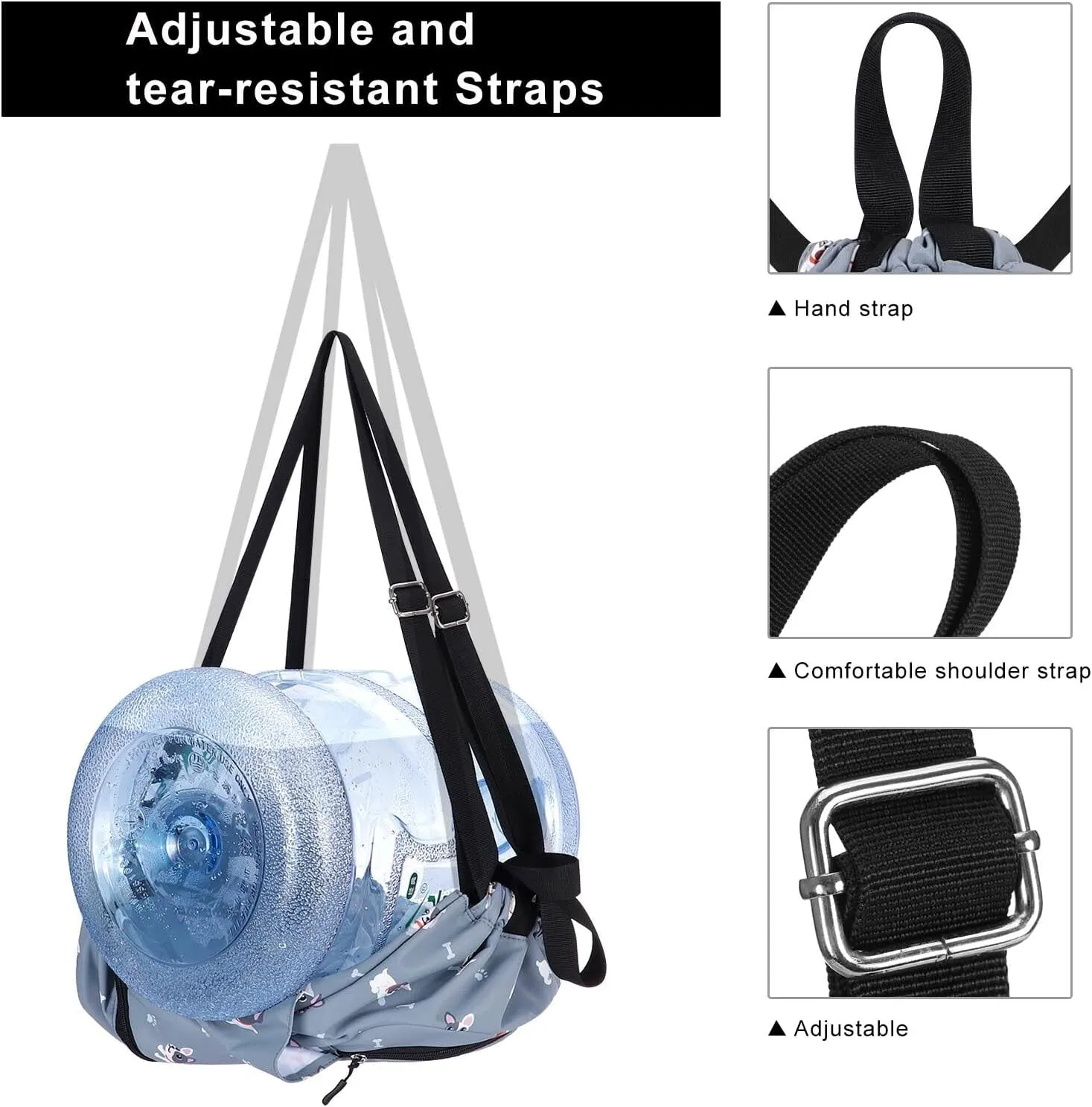 KAMO Drawstring Backpack Bag - Sport Swimming Yoga Backpack with Shoe Compartment, Two Water Bottle Holder for Men Women Large String Backpack Athletic Sackpack for Travel