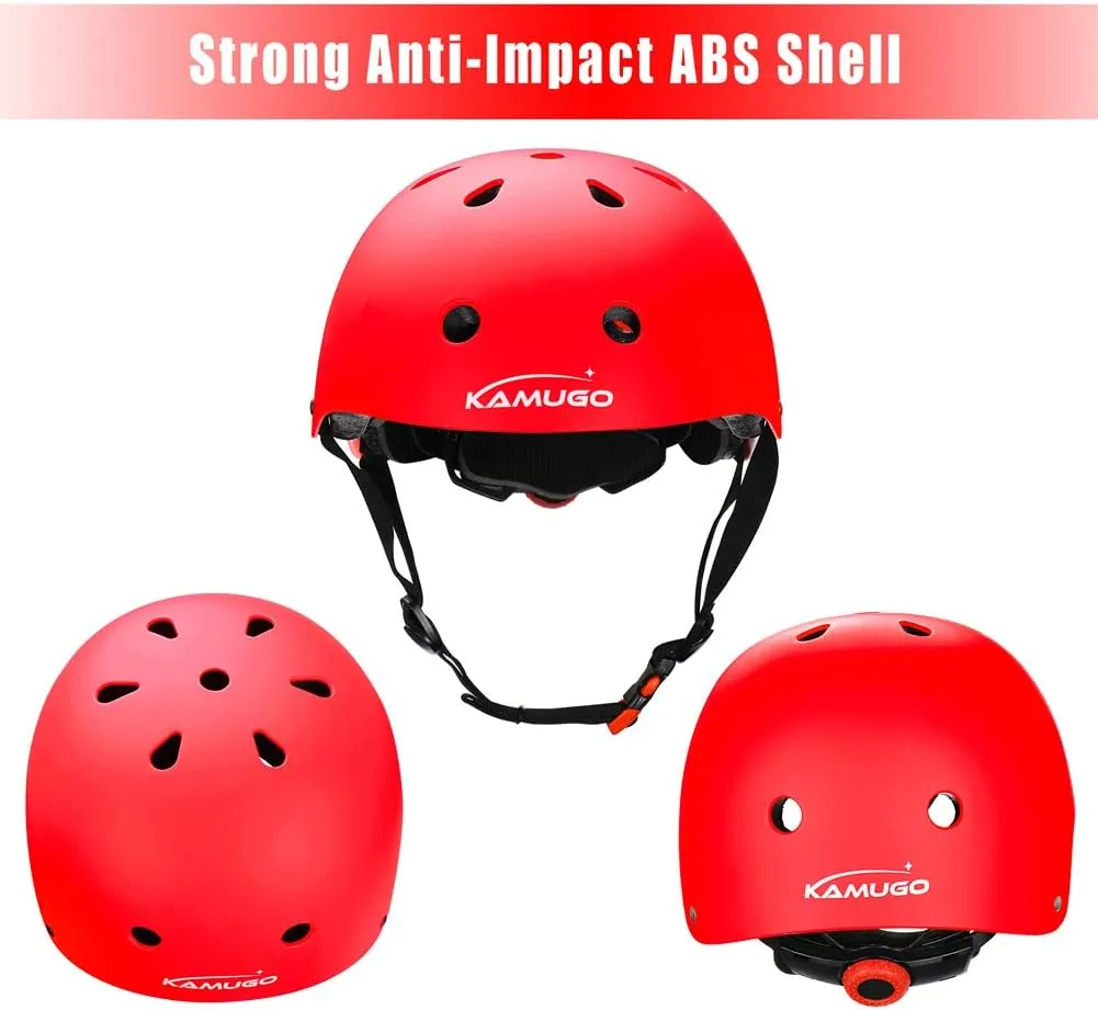 KAMUGO Kids Bike Helmet, Toddler Helmet for Ages 2-8 Boys Girls with Sports Protective Gear Set Knee Elbow Wrist Pads for Skateboard Cycling Scooter Rollerblading