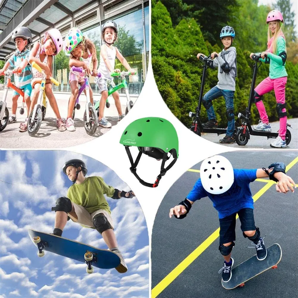 KAMUGO Kids Bike Helmet, Toddler Helmet for Ages 2-8 Boys Girls with Sports Protective Gear Set Knee Elbow Wrist Pads for Skateboard Cycling Scooter Rollerblading