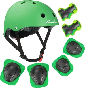 KAMUGO Kids Bike Helmet, Toddler Helmet for Ages 2-8 Boys Girls with Sports Protective Gear Set Knee Elbow Wrist Pads for Skateboard Cycling Scooter Rollerblading