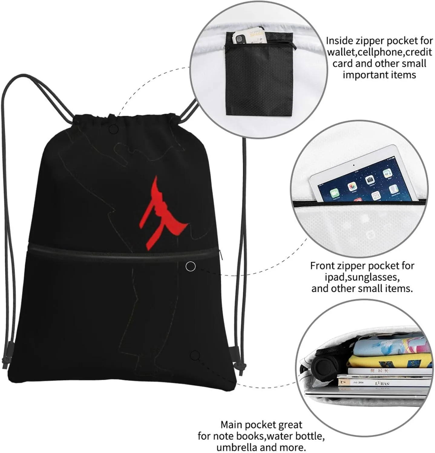 Karate Boy Vector Changeable Belt Color Drawstring Gym Bag Sports String Backpack For Beach Picnic, Family Outing