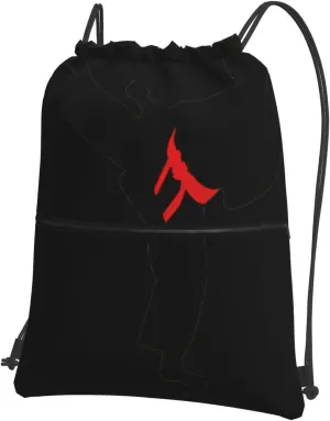 Karate Boy Vector Changeable Belt Color Drawstring Gym Bag Sports String Backpack For Beach Picnic, Family Outing