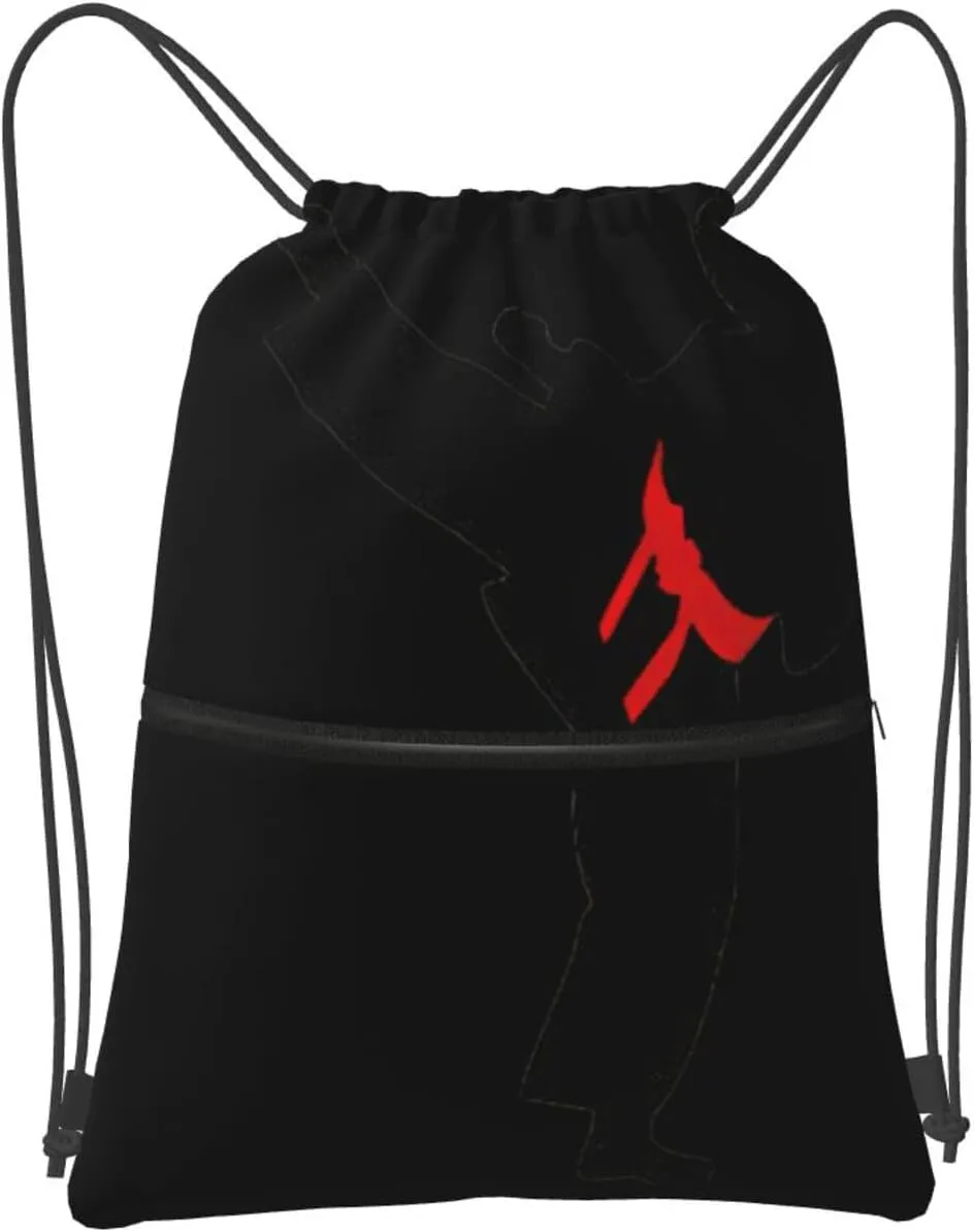 Karate Boy Vector Changeable Belt Color Drawstring Gym Bag Sports String Backpack For Beach Picnic, Family Outing