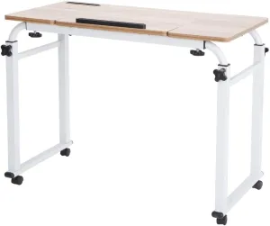 Keenso Laptop Cart Mobile Computer Desk Overbed Writing Table with Wheels, Height & Length, Tiltable Table Top, Lockable Movable Desk, (0.8 Meters)