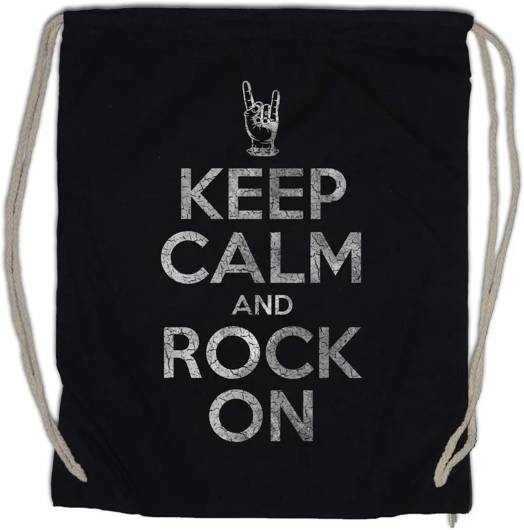 Keep Calm And Rock On Drawstring Bag Gym Sack