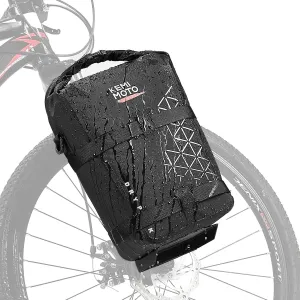 KEMIMOTO Bike Front Fork Bag, 10L Full Waterproof Bicycle Pannier Saddle Bag, Mountain Front Rack Shoulder Bag with Metal Tray, Reflective Cycling Side Packing & E-Scooter Accessory (Black)