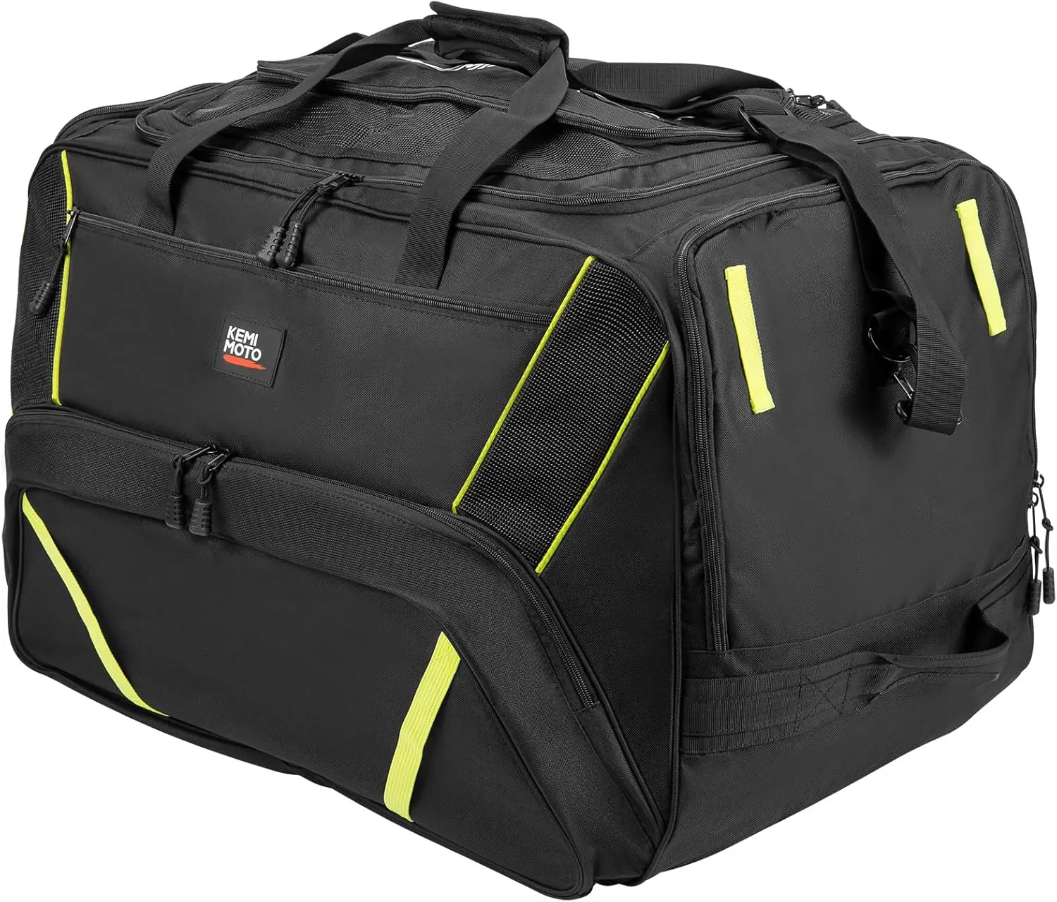 KEMIMOTO Motorcycle Gear Bag, 112L Dirt Racing Bag for Motocorss Supercross Snowmobile Extra Large Capability XXL Black