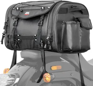 KEMIMOTO Motorcycle Travel Luggage Bags, 60L Expandable Large Capacity Motorcycle Tail Bag, Waterproof Rear Rack Trunk, Motor Pannier Bag with Rain Cover and Straps