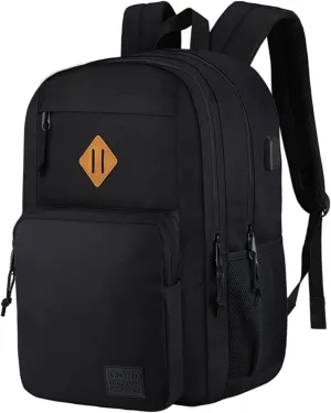 KEOFID Travel backpack for Men and Women, Anti Theft Laptop Backpack with USB Charging Port for Work, Large Bag for College, Water Resistent(Black)