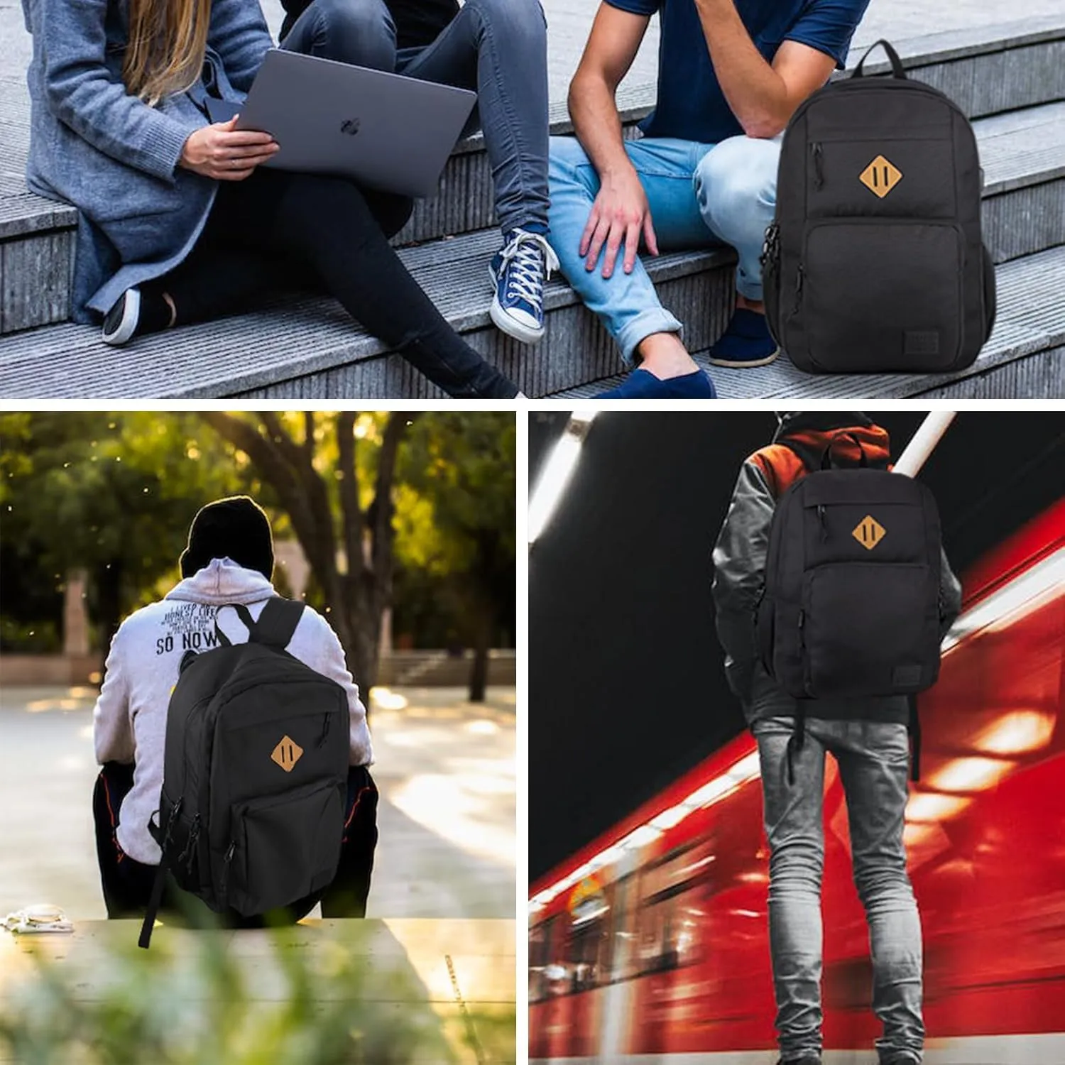 KEOFID Travel backpack for Men and Women, Anti Theft Laptop Backpack with USB Charging Port for Work, Large Bag for College, Water Resistent(Black)