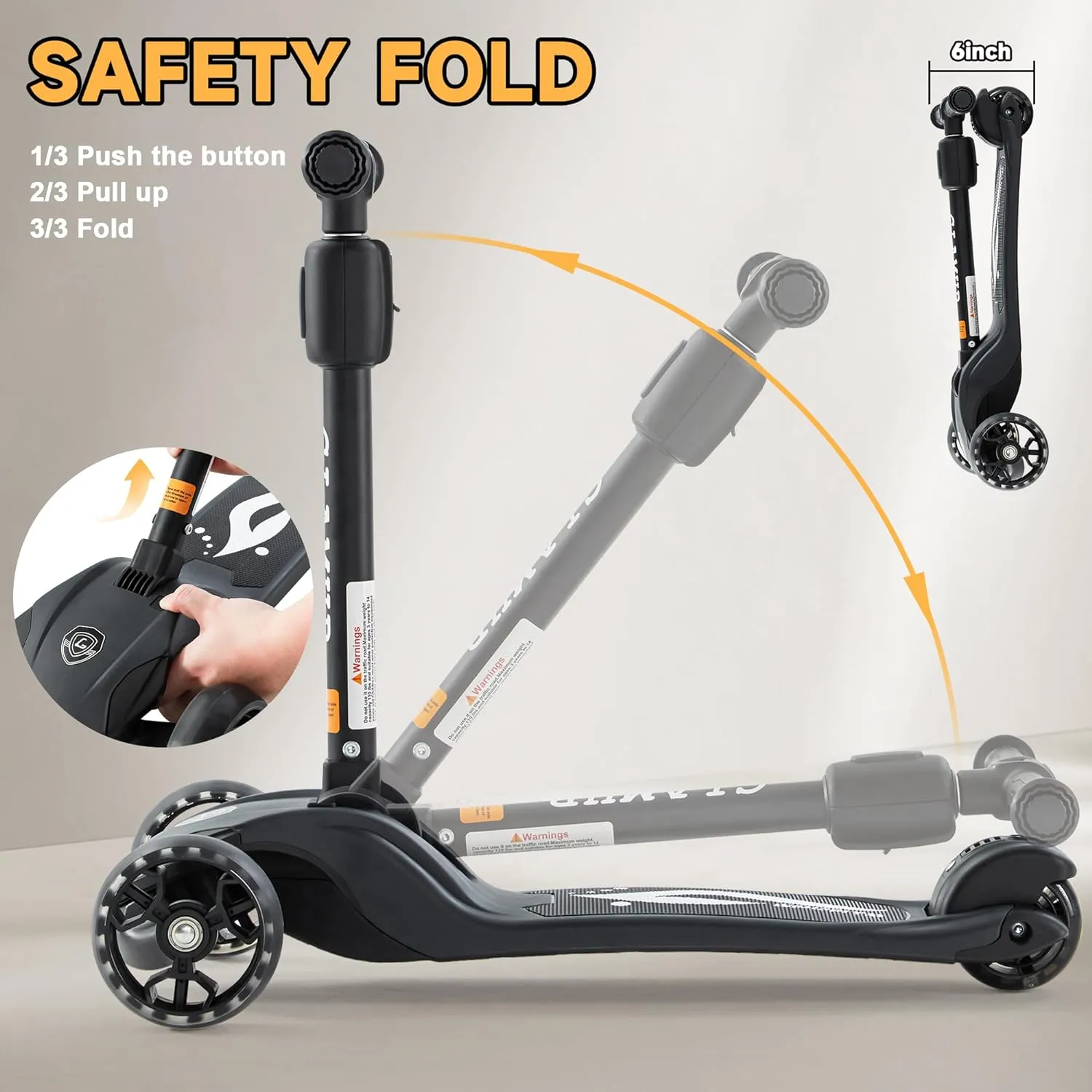 Kick Scooter Adjustable Height Adjustable Handlebar，Kids Scooter 3 Wheel with LED Lights，Suitable Kids Ages 2，Ages 6，Ages 8，Extra Wide Deck for Boys and Girls