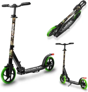 Kick Scooter for Ages 6 , for Kids, Teens, and Adults, Max Load 240 LBS, Foldable, 8-inch Big Wheels for Kids and Adults, with Kickstand, 3 Adjustable Levels, Child Safety Approved, Graffiti
