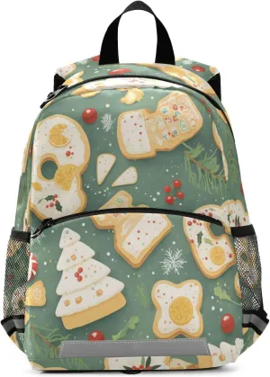 Kids Backpack for Kindergarten, Holiday Christmas Cookies Oil Painting, Waterproof Schoolbags Cute Travel Daypack