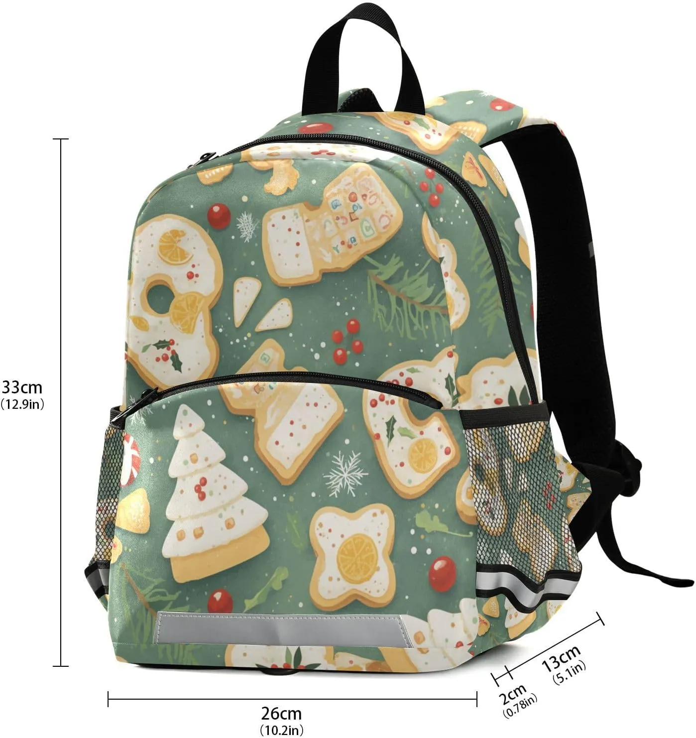 Kids Backpack for Kindergarten, Holiday Christmas Cookies Oil Painting, Waterproof Schoolbags Cute Travel Daypack