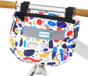 Kids Bike Basket Front for Boys Girls, Waterproof Bicycle Front Basket Handlebar Bag with Reflective Safety Straps, Easy to Install Kids Bike Scooter Accessories