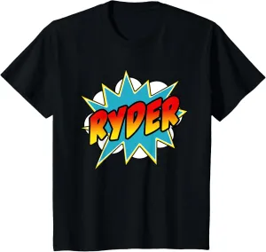 Kids Boys Ryder Name Comic Book Superhero T-Shirt