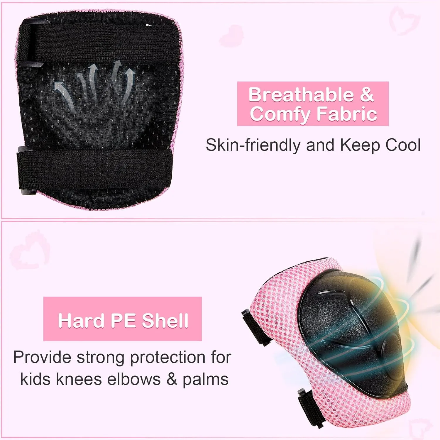 Kids Helmet, Bike Helmets for Kids 8-14 with Knee Pads and Elbow Pads Wrist Guards, Adjustable Youth Girls Bike Helmet with DIY Cat Ears Skateboard Helmet for Scooter Skating Cycling