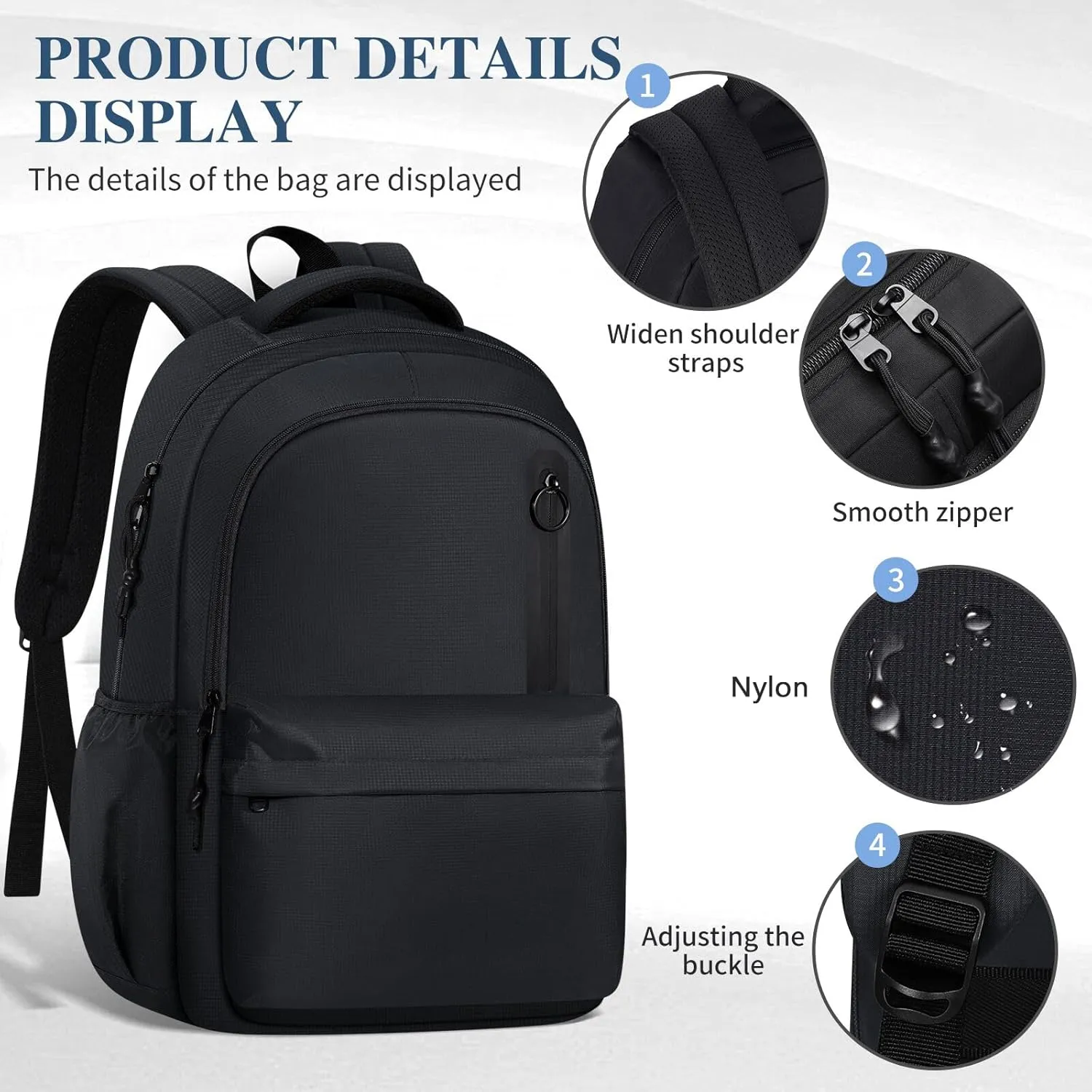 Kids School Bakcpack for Women Aesthetic Laptop Backpack Black Lightweight College Bookbag Travel Casual Daypack
