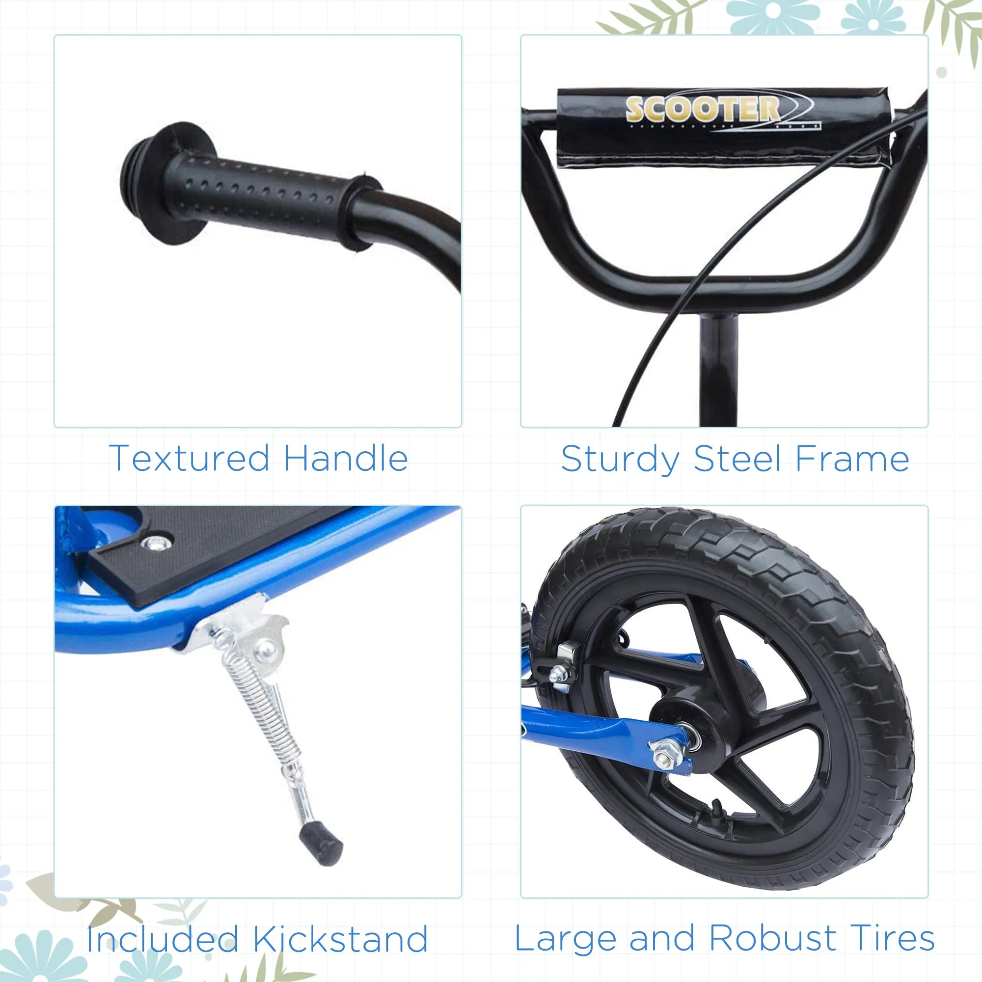 Kids Scooter Street Bike with 12 Tire for Ages 5  Ride on Toy Blue
