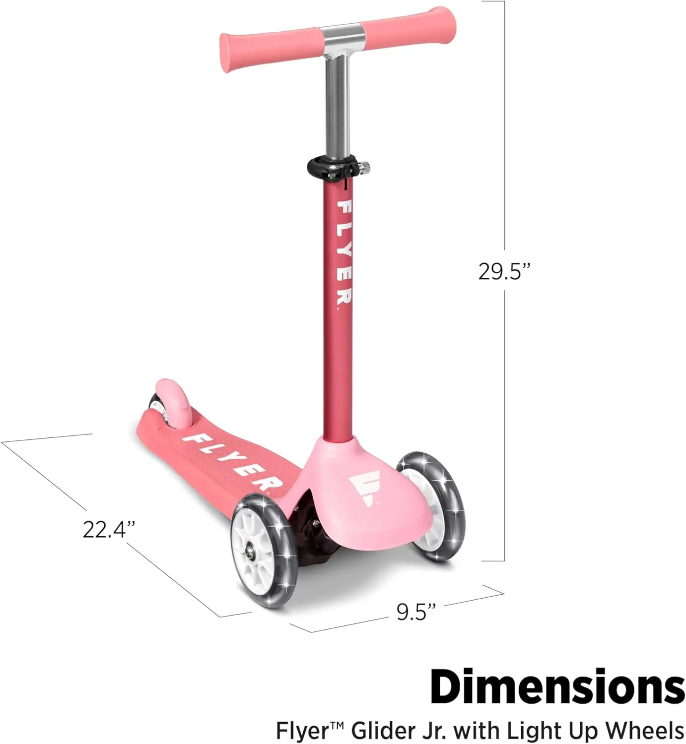 Kids Scooter, Toddler Scooter, Flyer Glider Jr. with Light Up Wheels, Pink, Radio Flyer Ride On Toys for Kids 2-5 Years Old, for Outdoor Riding