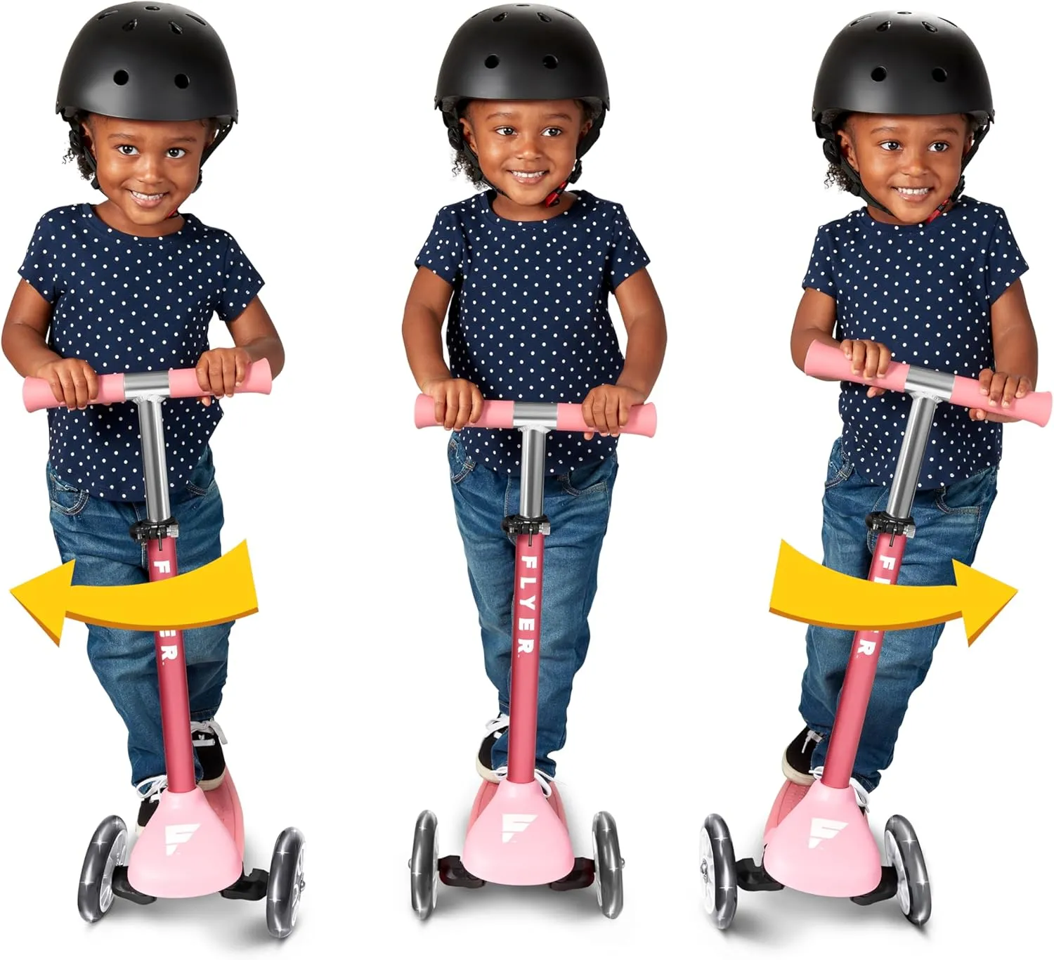 Kids Scooter, Toddler Scooter, Flyer Glider Jr. with Light Up Wheels, Pink, Radio Flyer Ride On Toys for Kids 2-5 Years Old, for Outdoor Riding
