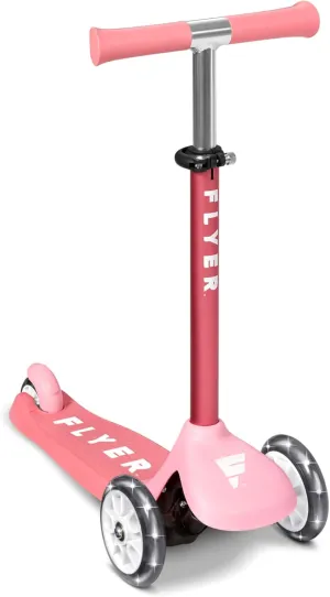 Kids Scooter, Toddler Scooter, Flyer Glider Jr. with Light Up Wheels, Pink, Radio Flyer Ride On Toys for Kids 2-5 Years Old, for Outdoor Riding