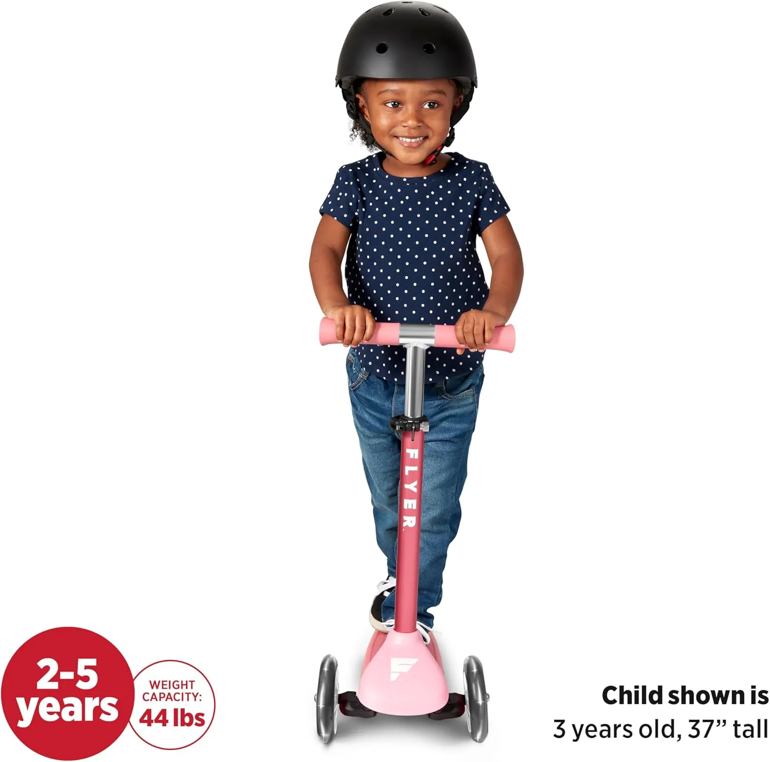 Kids Scooter, Toddler Scooter, Flyer Glider Jr. with Light Up Wheels, Pink, Radio Flyer Ride On Toys for Kids 2-5 Years Old, for Outdoor Riding