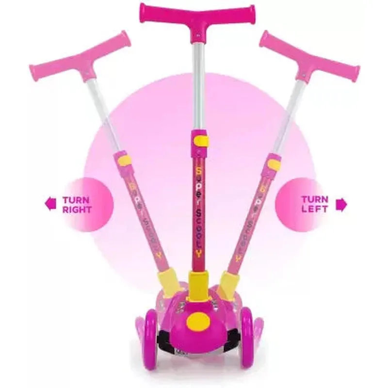 Kids Scooter With Led| Height Adjustment| Foldable| Brakes (Pink) | COD not Available