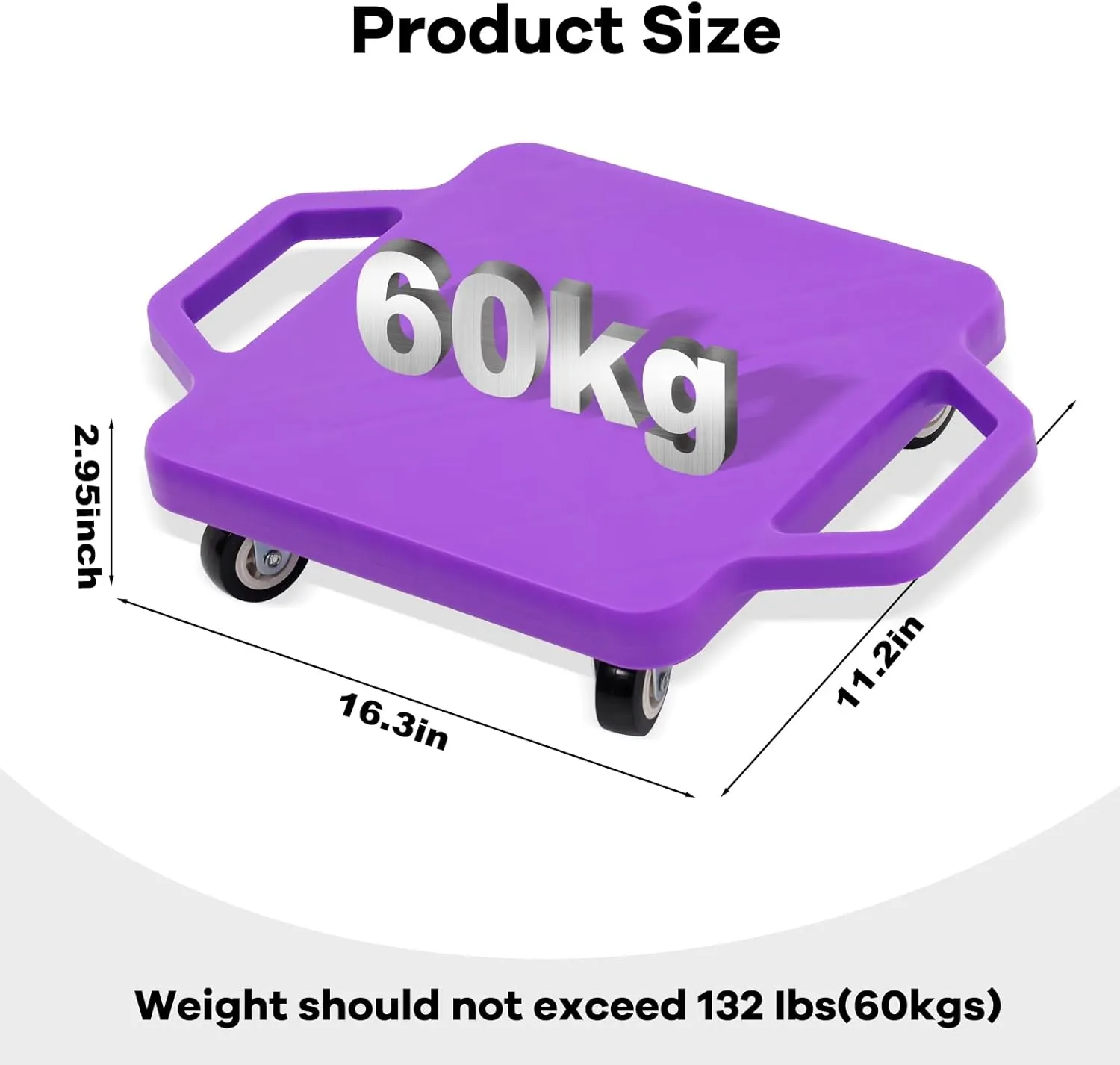 Kids Sitting Board with Universal Wheels - Safety Plastic Scooter for Kids Ages 6-12 - Manual Sport Scooter with Handles for Gym Class