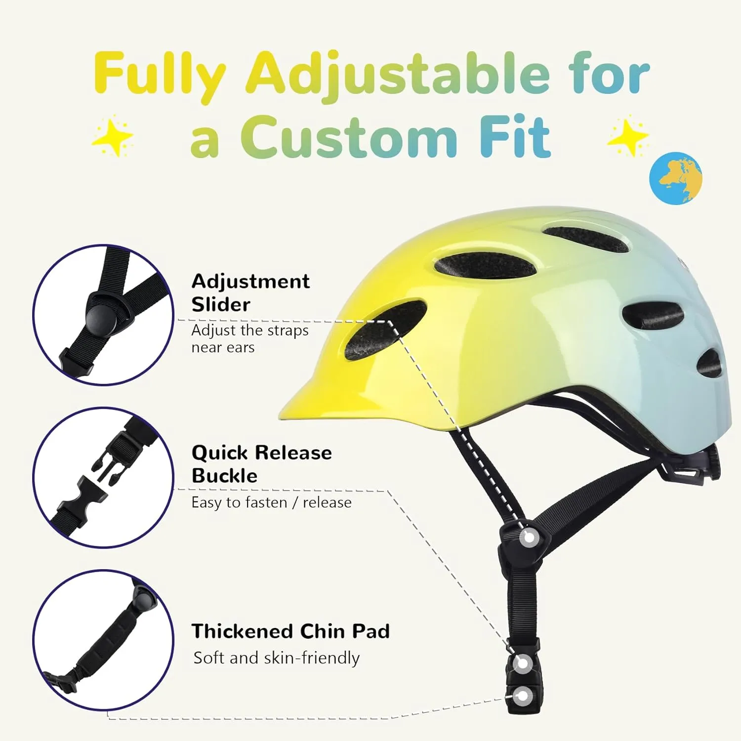 Kids/Youth Bike Helmet for Boys Girls and Teens, Adjustable and Multi-Sport for Bicycle, Kick Scooter, Skateboard, Roller/Inline Skate