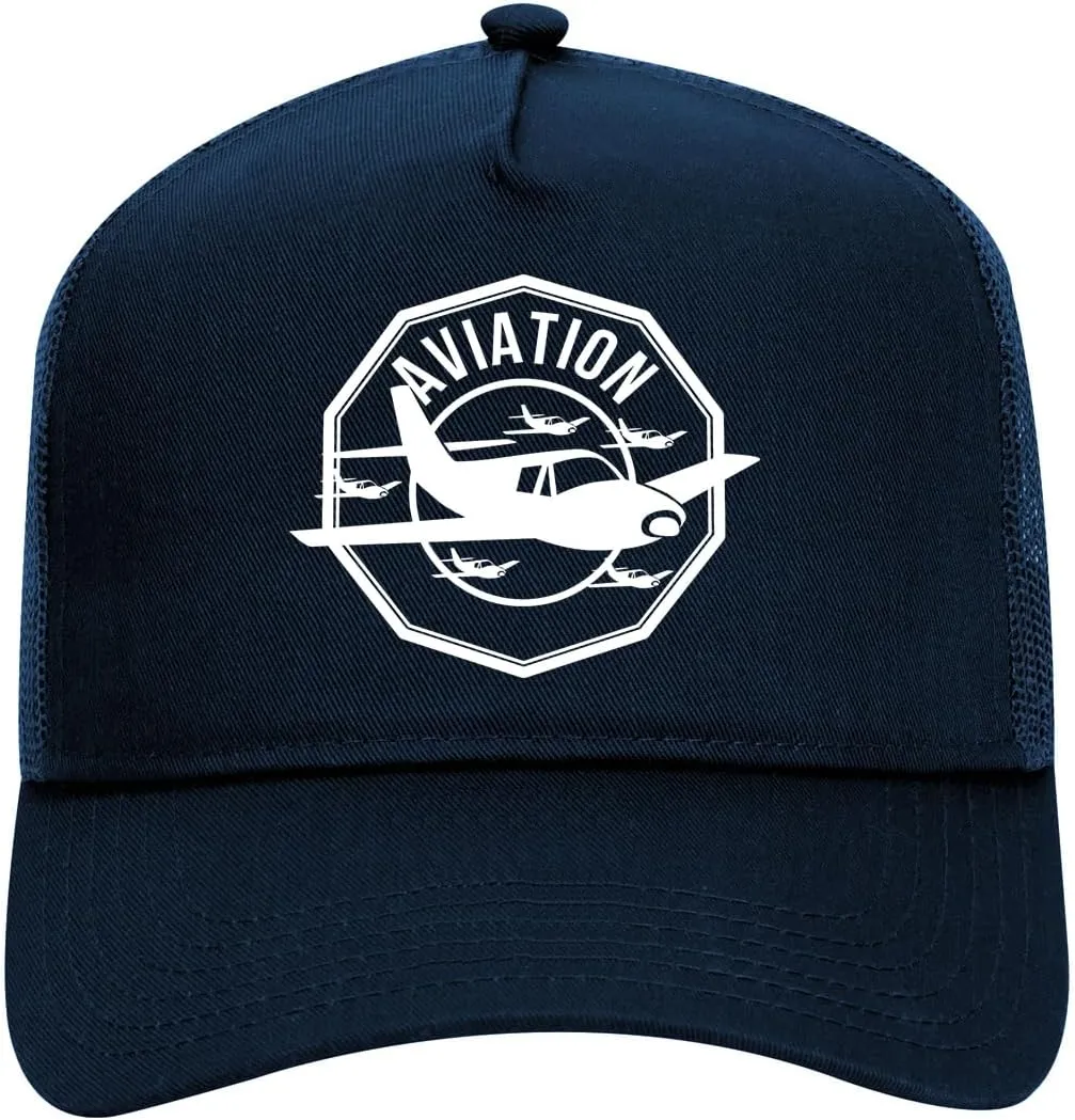 Kings Of NY Aviation Airplane Retro Adult Mesh Trucker Hat for Men and Women Golf Snapback Baseball Cap