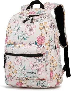 Kinmac Laptop Backpack with USB Charging Port for Laptop Up to 15.6 Inch Men Women Travel Outdoor Backpack (Floral)
