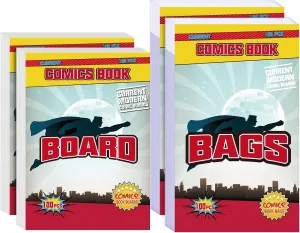 KKU 200 Count Comic Book Bags and Boards, Crystal Clear Acid Free Comic Bags and Boards, Comic Book Storage for Comics