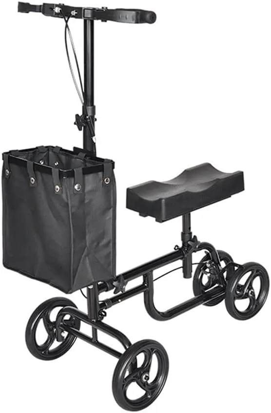 Knee Walker Assemble Knee Roller Scooter Foldable Knee Walker Storage Bag Leg Knee Scooter Adjustable Handlebar for Foot Injury Or
