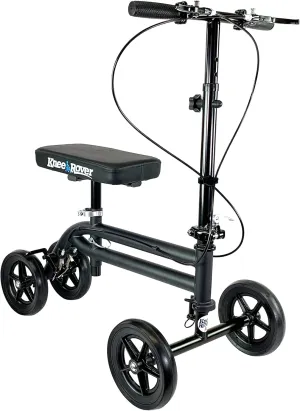 KneeRover Economy Knee Scooter Steerable Knee Walker for Adults for Foot Surgery, Broken Ankle, Foot Injuries - Foldable Knee Rover Scooter for Broken Foot Injured Leg Crutch with Dual Brakes (Black)
