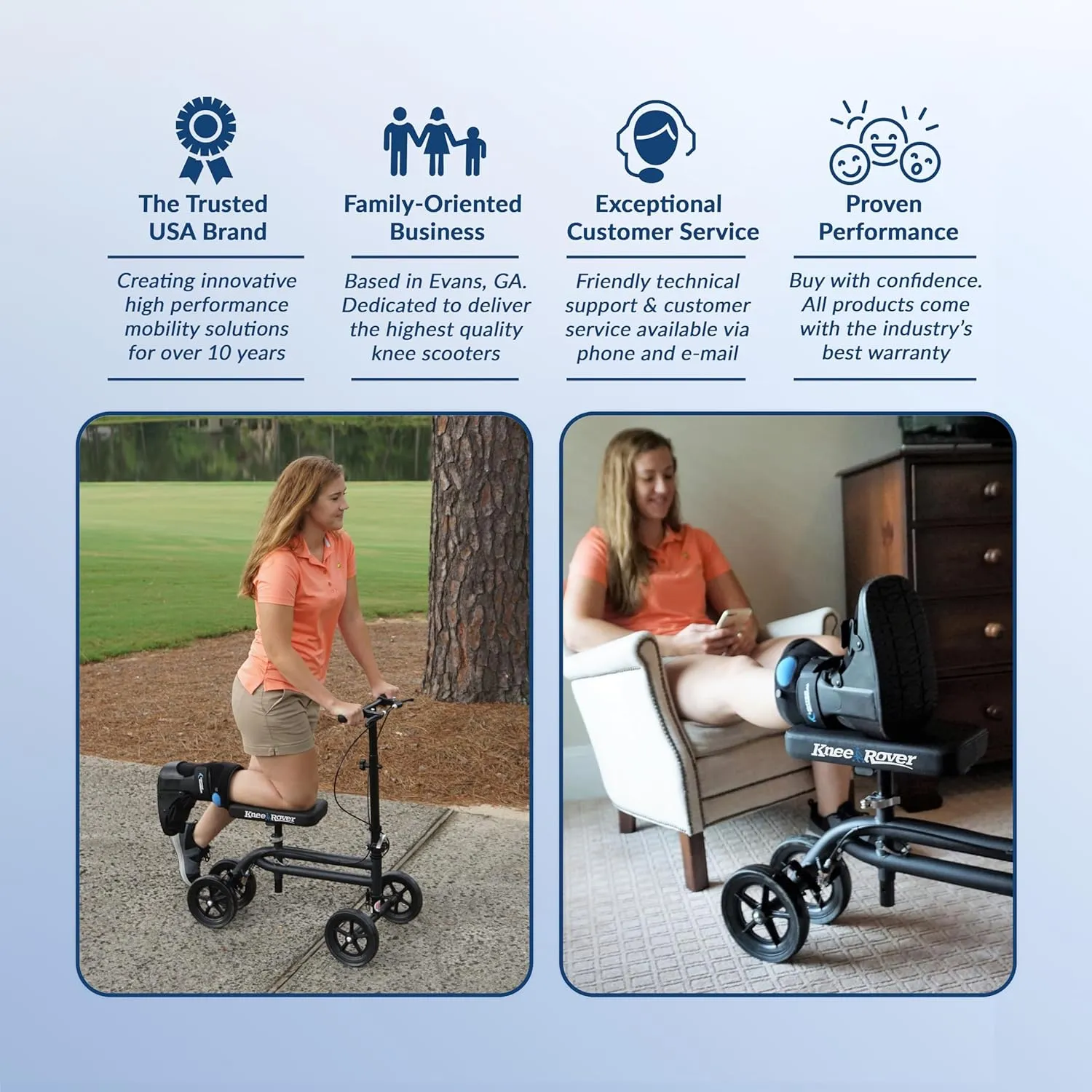 KneeRover Economy Knee Scooter Steerable Knee Walker for Adults for Foot Surgery, Broken Ankle, Foot Injuries - Foldable Knee Rover Scooter for Broken Foot Injured Leg Crutch with Dual Brakes (Black)