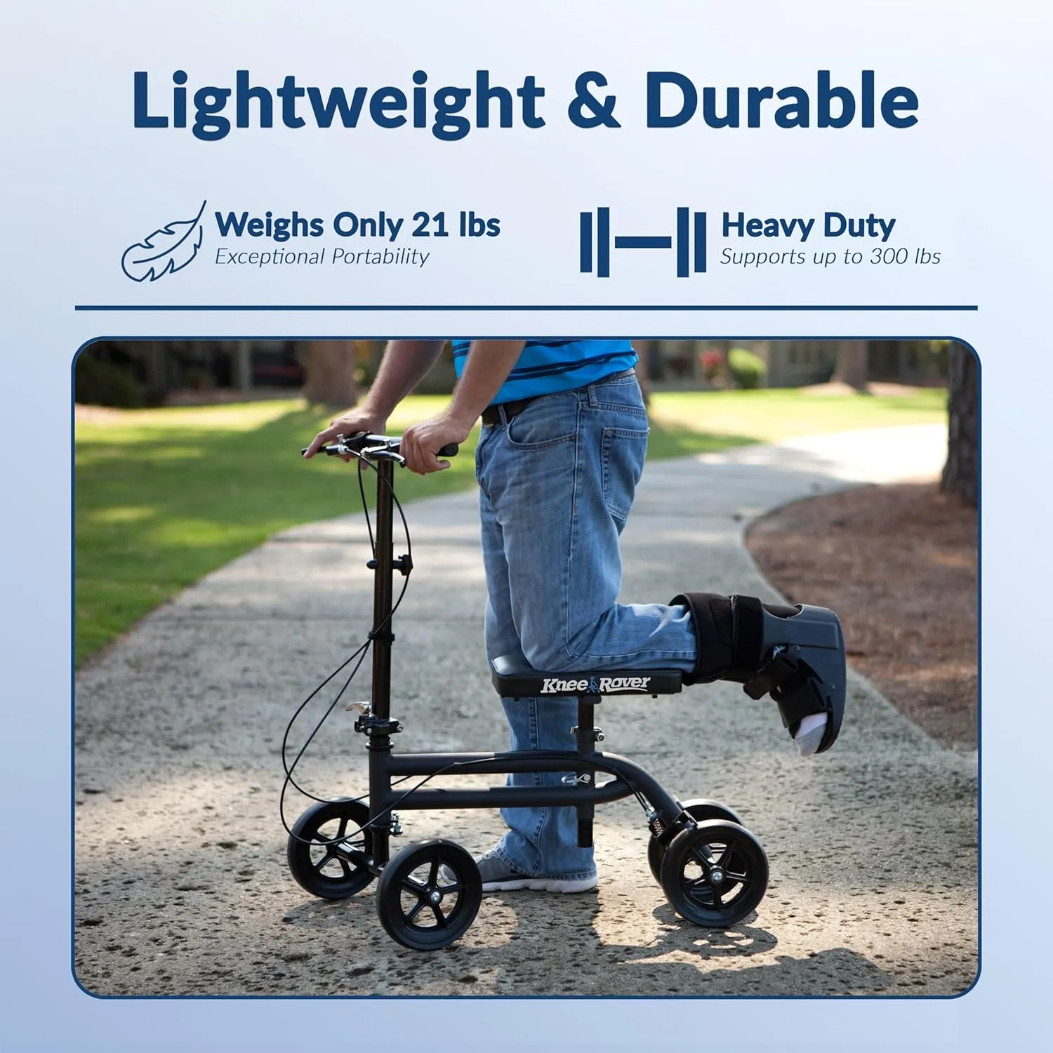 KneeRover Economy Knee Scooter Steerable Knee Walker for Adults for Foot Surgery, Broken Ankle, Foot Injuries - Foldable Knee Rover Scooter for Broken Foot Injured Leg Crutch with Dual Brakes (Black)