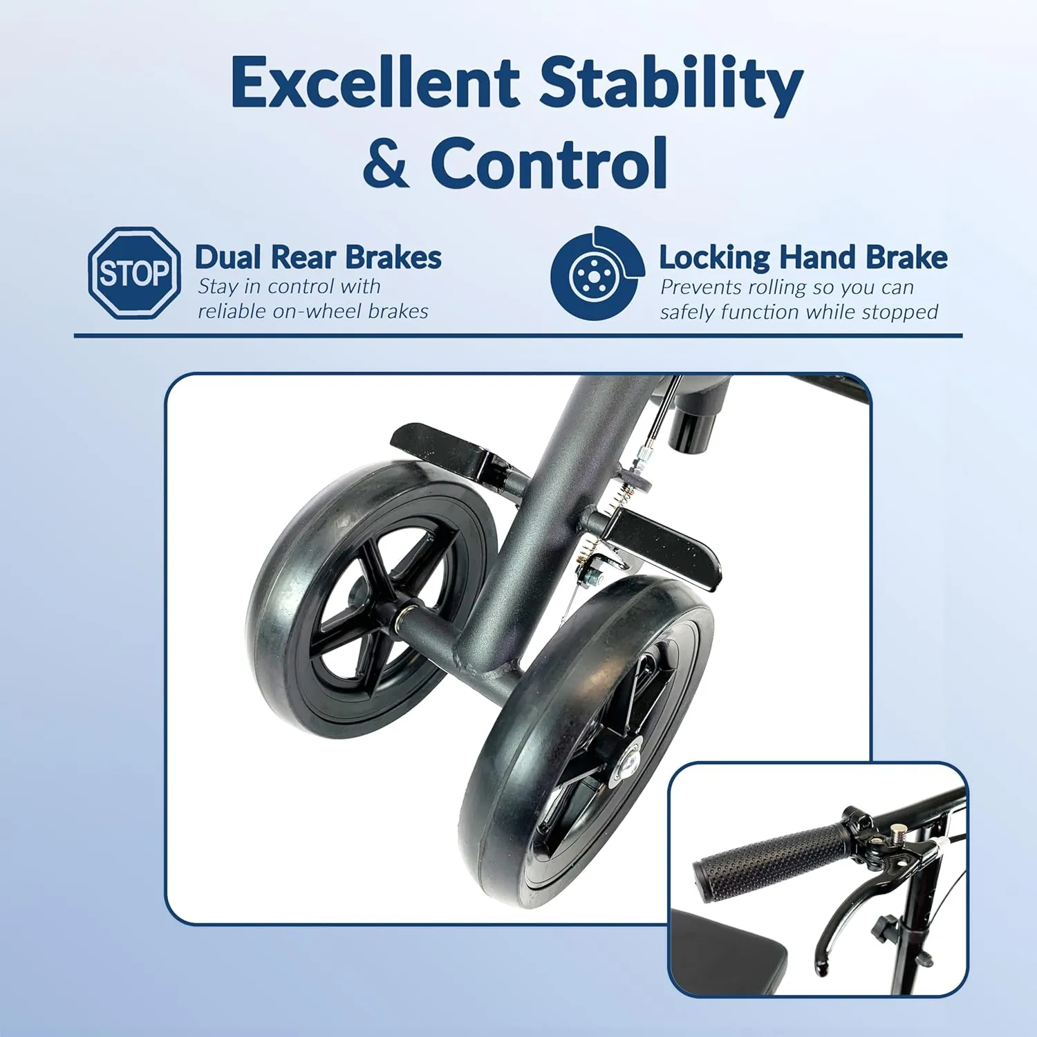 KneeRover Economy Knee Scooter Steerable Knee Walker for Adults for Foot Surgery, Broken Ankle, Foot Injuries - Foldable Knee Rover Scooter for Broken Foot Injured Leg Crutch with Dual Brakes (Black)