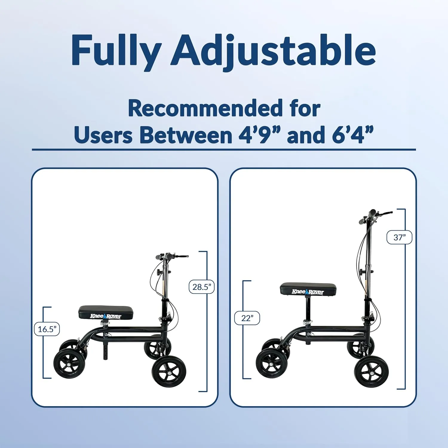 KneeRover Economy Knee Scooter Steerable Knee Walker for Adults for Foot Surgery, Broken Ankle, Foot Injuries - Foldable Knee Rover Scooter for Broken Foot Injured Leg Crutch with Dual Brakes (Black)
