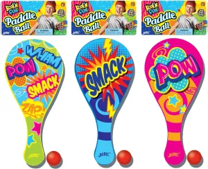 Kool N' Fun Plastic Paddle Ball w/ String Attached (12 Paddles) by JARU. Classic Retro Toys for Kids & Adults, Boy & Girl. Indoor Game and Outdoor Set Toys. Party Favors Birthday Easter Prizes 1994-12