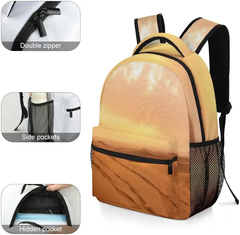 Kuizee Travel Laptop Backpack Business Daypack Work Bookbag Desert Landscape Durable iPad Tablet School College Book Bags Casual Bags for Men and Women