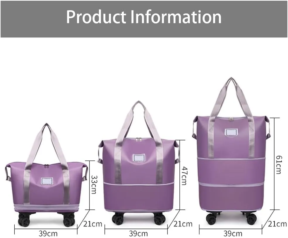 Kulken Travel Bag with Wheels, Large Capacity Travel Bag with Storage Space, Removable Wheel Design (Grey,one size)