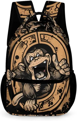 Kung Fu Apes Chimpanzee Monkey Basic Backpack Fashion Pattern Travel Hiking Shoulder Bag Unisex